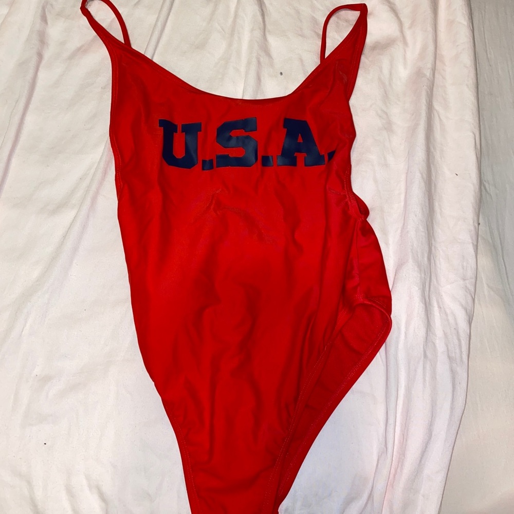 Small red USA one piece swimsuit